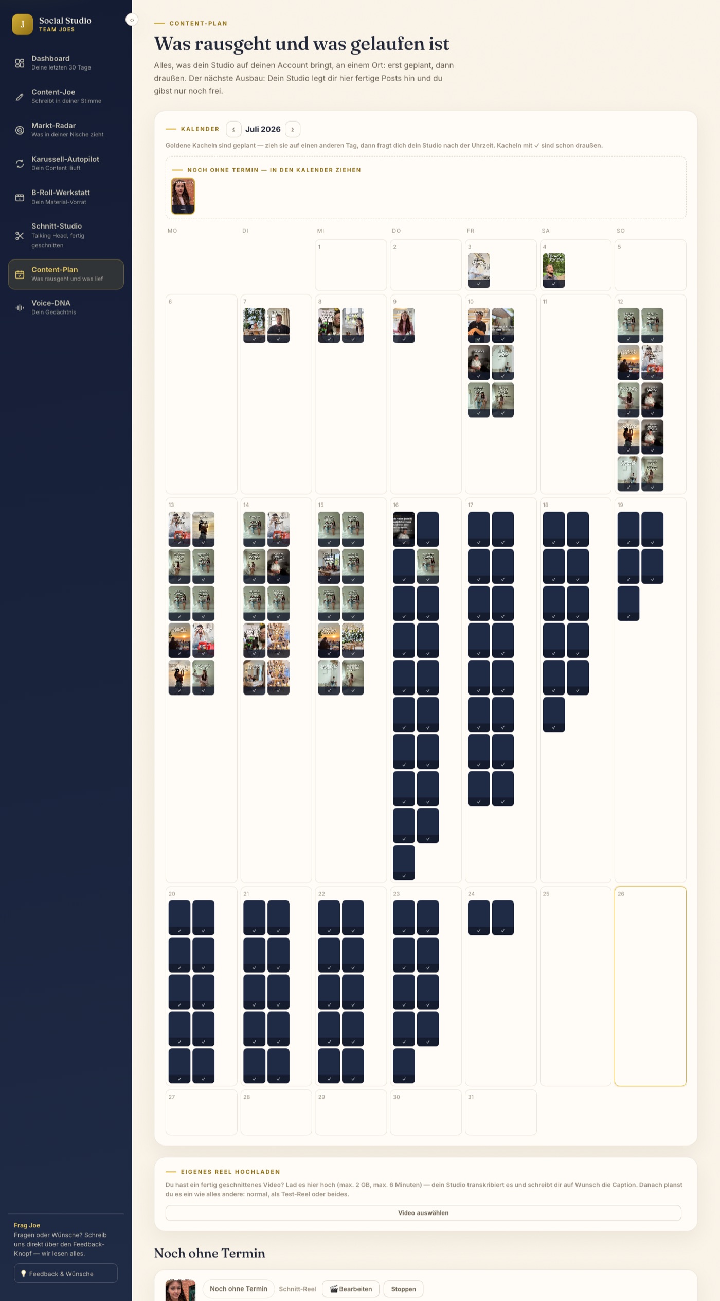 Content-Plan: Kalender mit fertigen, eingeplanten Posts